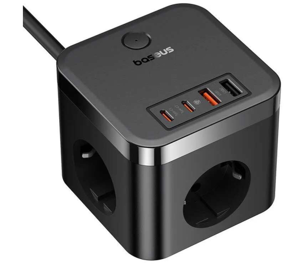 BASEUS sieciowa PowerCombo 30W 3AC+2U+2C 30W 1.5m Cluster Black - 1298074 - zdjęcie